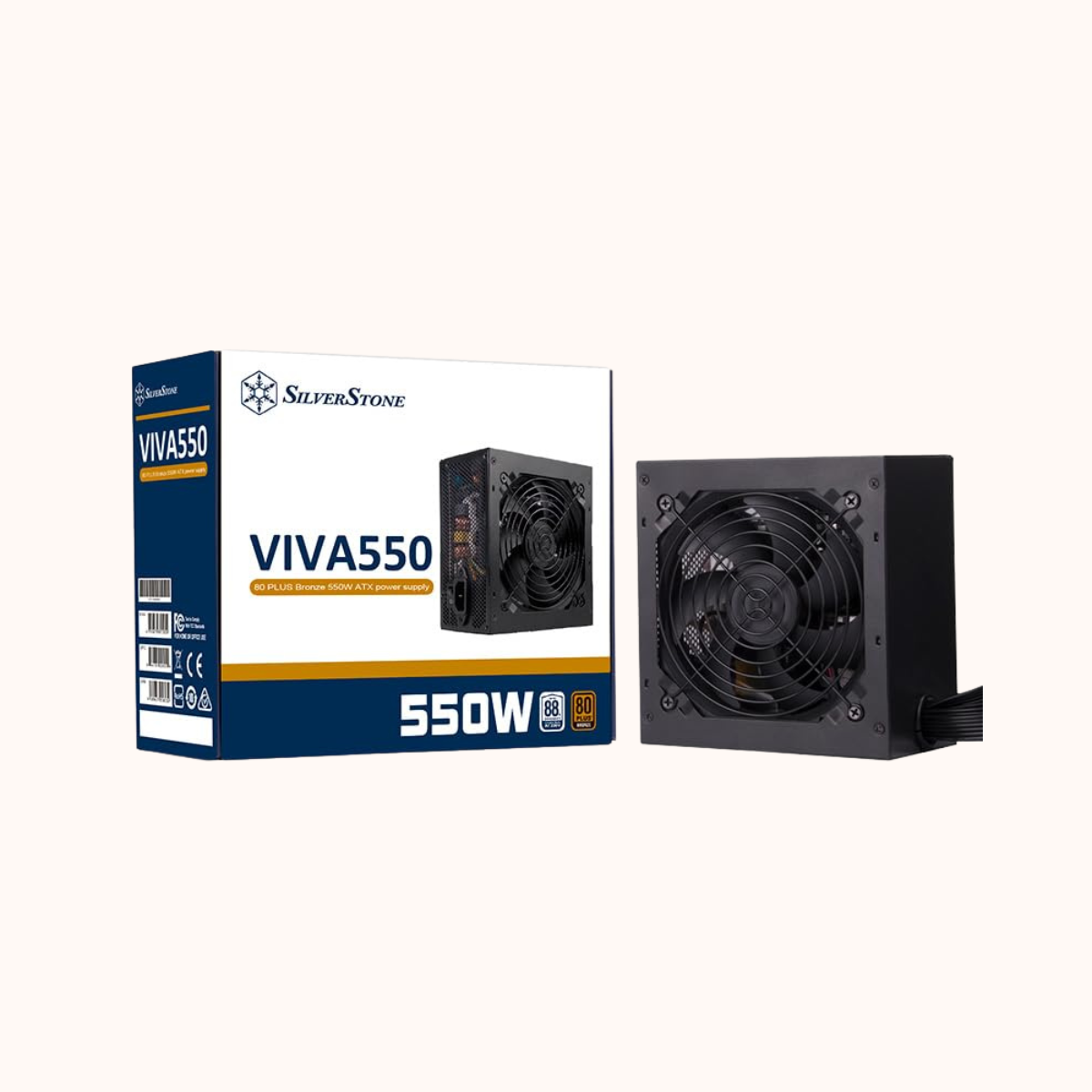 Open Box SilverStone Bronze 550W 80 Plus Non-Modular ATX SMPS Power Supply, Viva 550