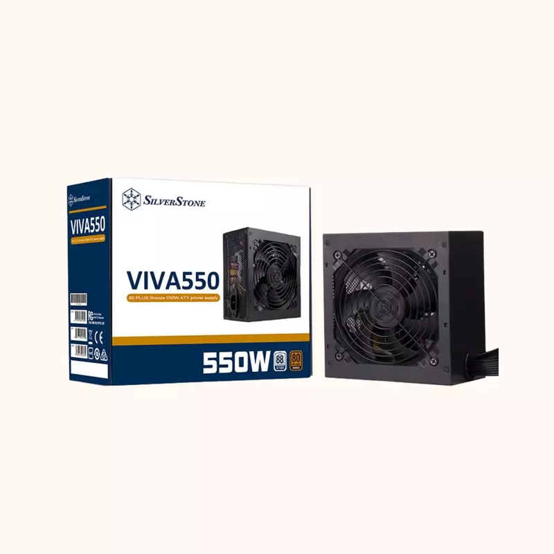 Open Box SilverStone Bronze 550W 80 Plus Non-Modular ATX SMPS Power Supply, Viva 550