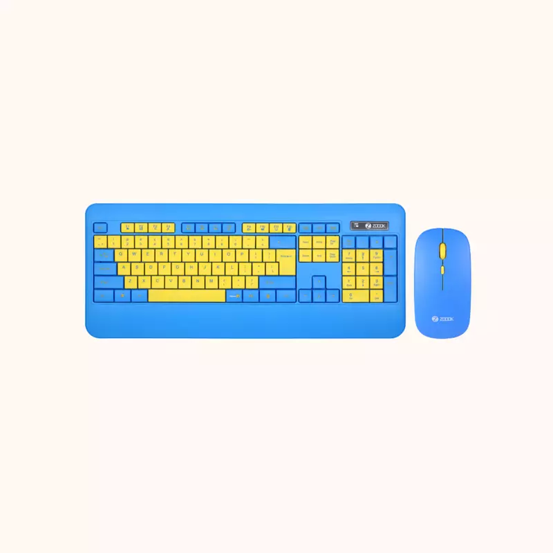 Open Box Zoook Qwerty Pad/3 Adj. DPI/Full Size Keyboard & mouse (104 key) with Palm rest Wireless Desktop Keyboard