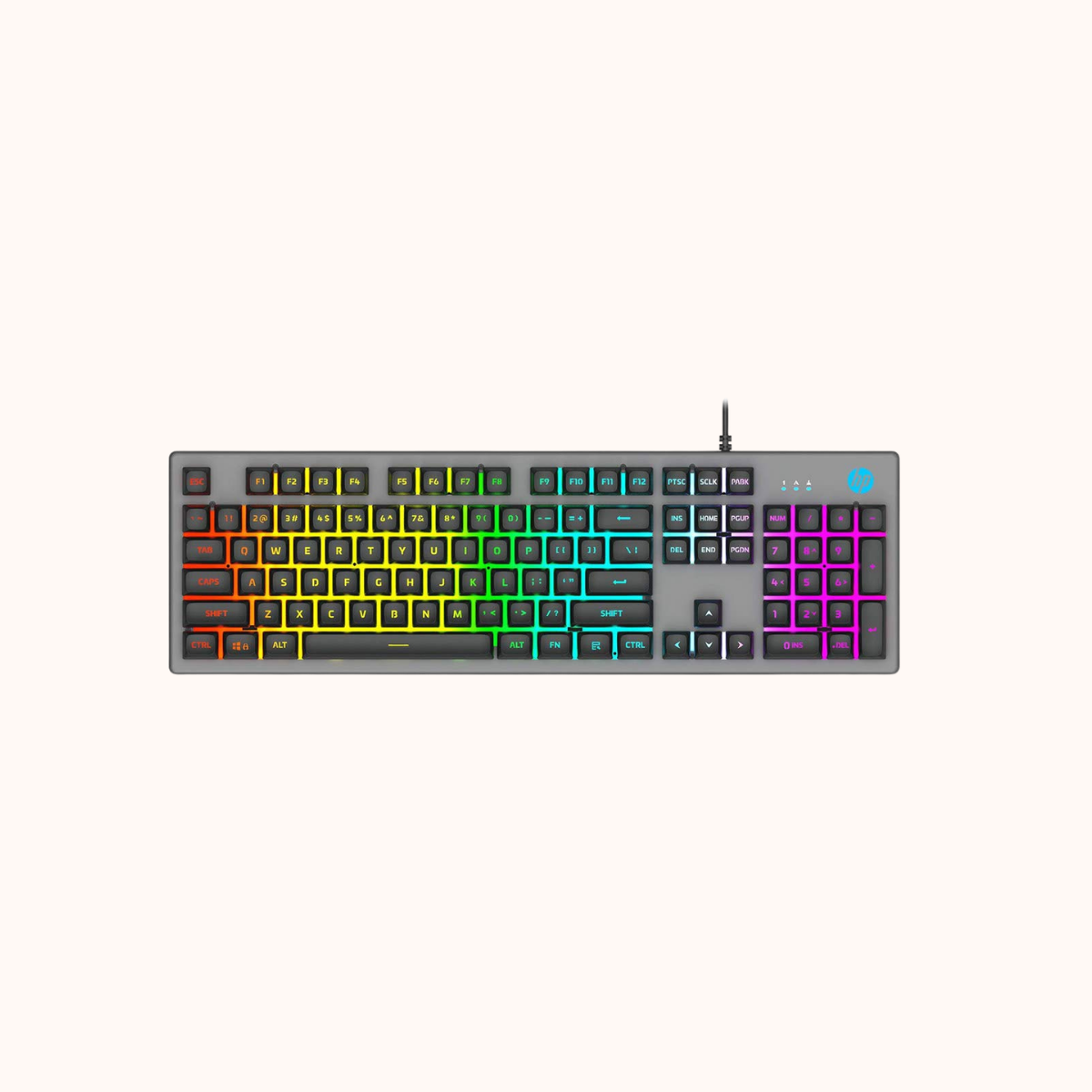Open BoxHP K500F / 26 Anti-ghosting keys, Metal Panel, Rainbow Backlight, Membrane Wired USB Gaming Keyboard