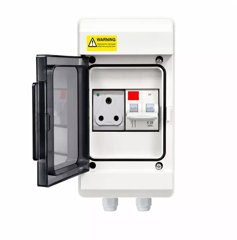 EV Charging MCB Box| 3-Pin 6A Socket & Sibass 32A 2-Pole AC MCB