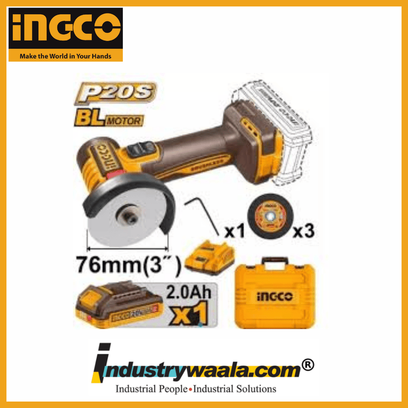 INGCO CAGLI207625 Cordless Mini Cut-Off Tool – 20V, 76mm