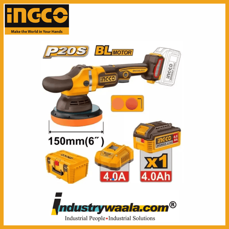 INGCO APLI20158 Cordless Polisher – 20V Brushless – 150mm