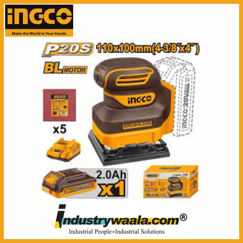 INGCO CSHSLI20241 Cordless Sheet Sander – 20V Brushless