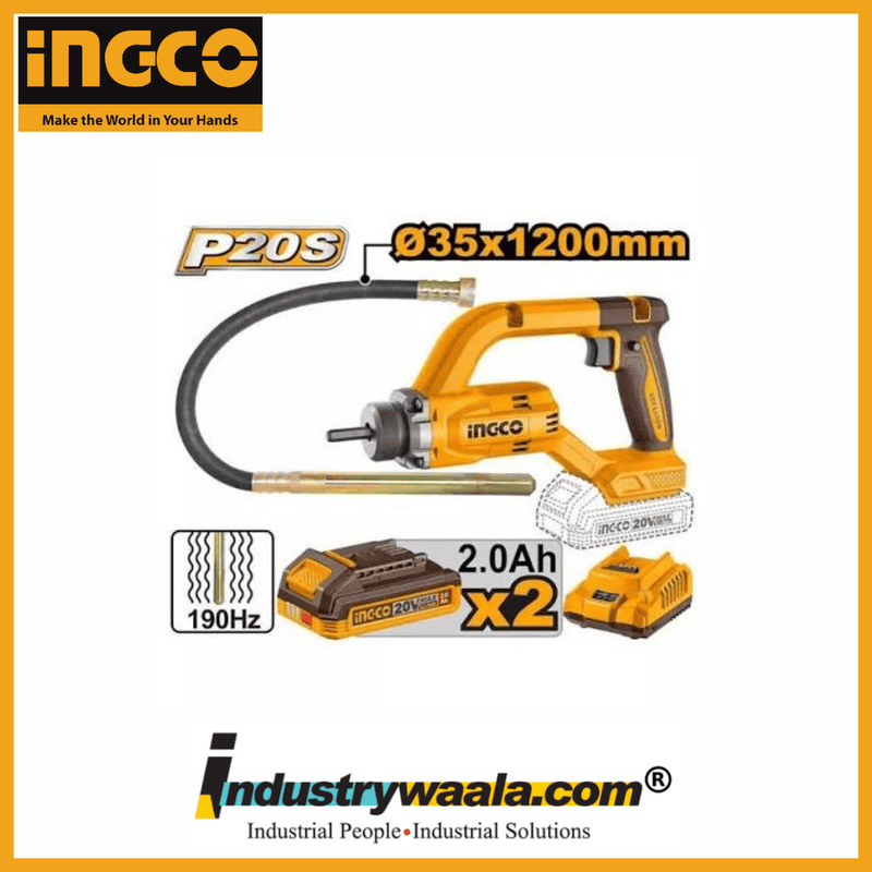 INGCO CCVLI2025021 Cordless Concrete Vibrator – 20V, 35 × 1200mm