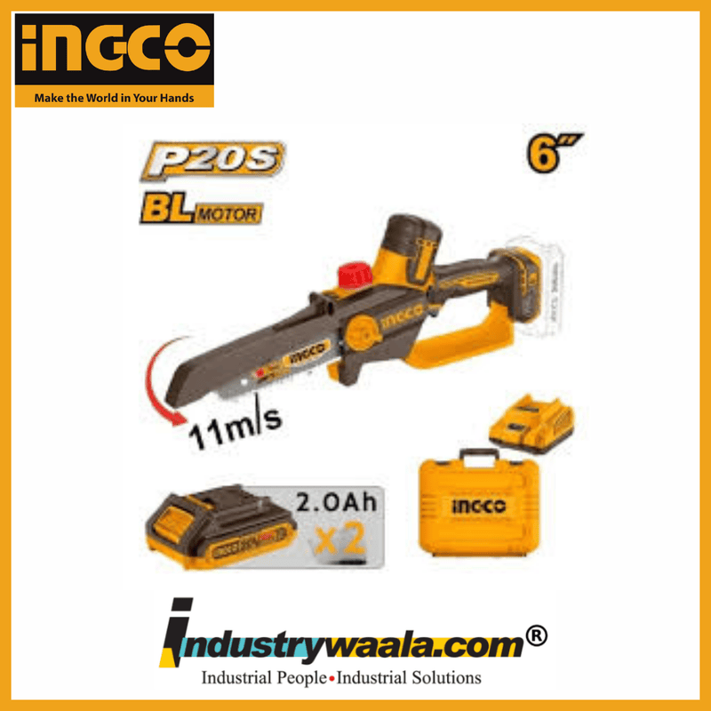 INGCO CGSLI20662 Cordless Pruner Saw – 20V, 6 Inch, Brushless