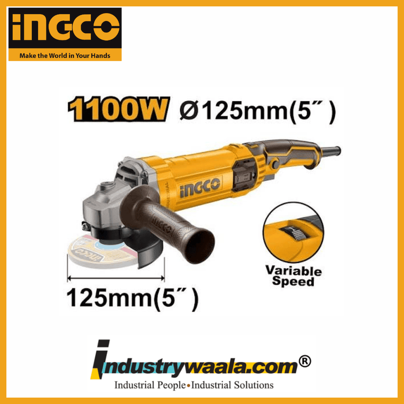 INGCO AG1100385 1100W Variable Speed Angle Grinder – 125mm