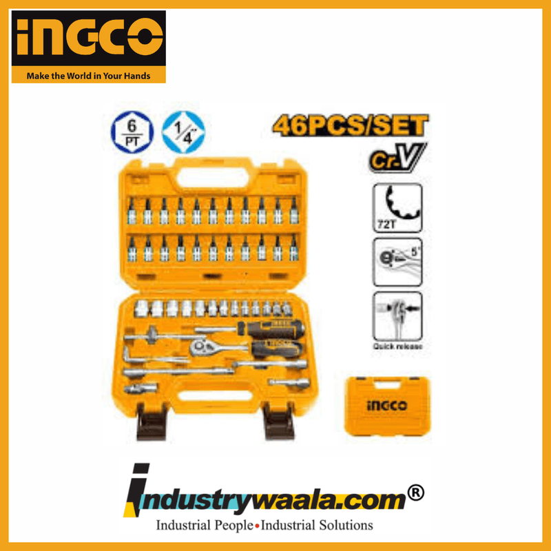 Ingco HKTS14462 46 Pcs 1/4" Socket Set