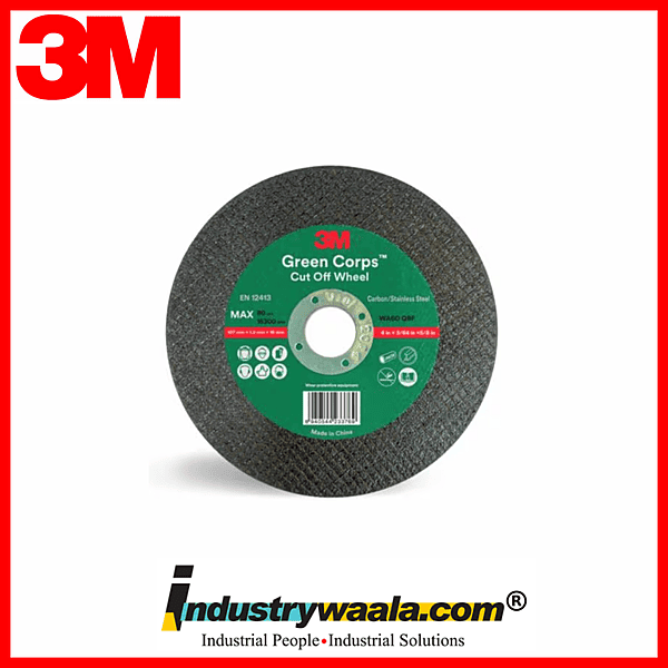 3M 107 X 1.2 X 16 MM Green Corps Cut Off Wheel (Pack Of 50 Pcs)