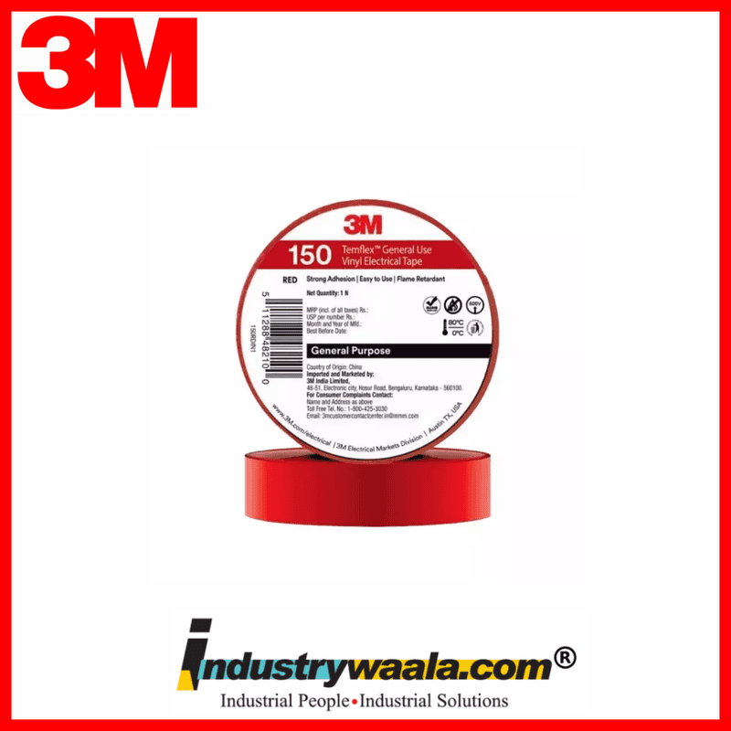 3M Red 150 Temflex General Use Vinyl Electrical Tape (Pack Of 30Pcs)
