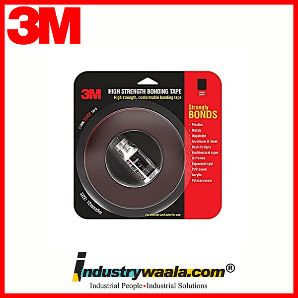 3M Hi Strenght Bond Tape (12 MM x 5M+Primer, Grey)(Pack Of 5)