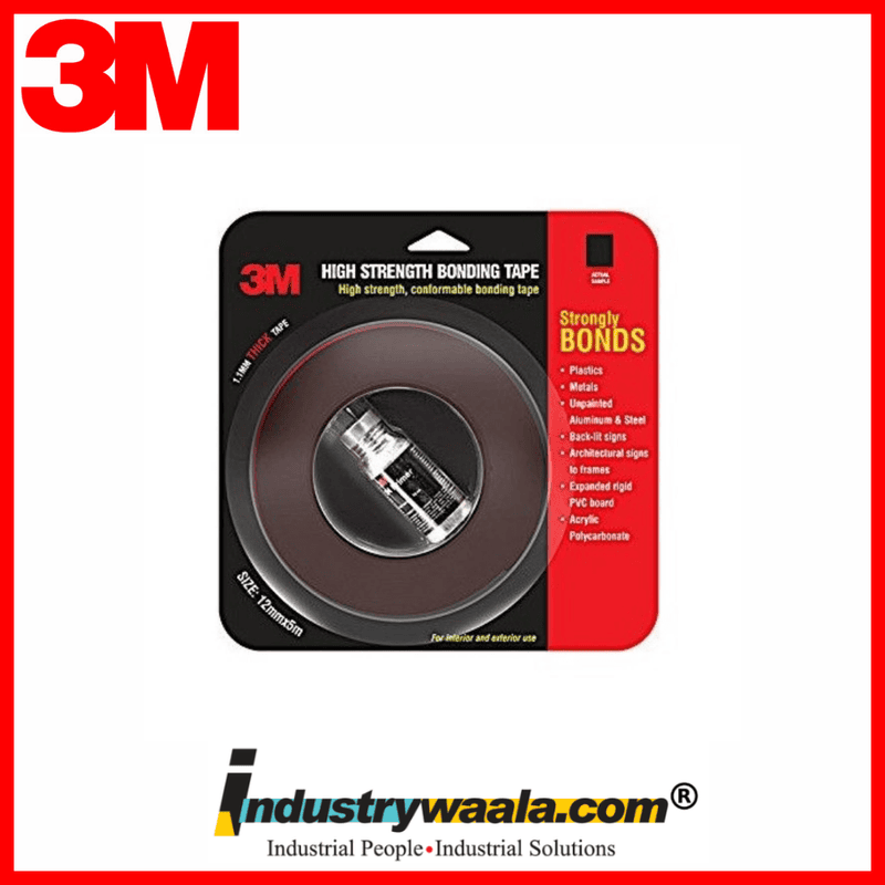 3M Hi Strenght Bond Tape (12 MM x 5M+Primer, Grey)(Pack Of 5)