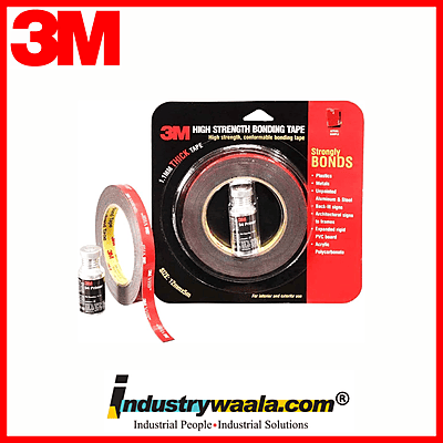 3M Hi Strenght Bond Tape (12 MM x 5M+Primer, Grey)(Pack Of 5)