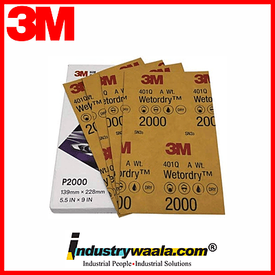 3M Microfine 401Q Grade 2000 Sandpaper Sheets Pack of 50