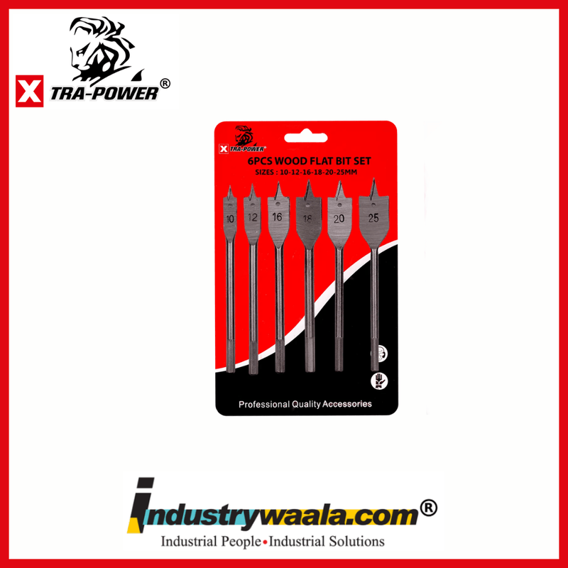 Xtra-Power Wood Flat Bit 6 Pcs Set Pack of 50