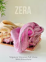 Zera Premium Organza Shimmer Hijab with Rhinestone Border