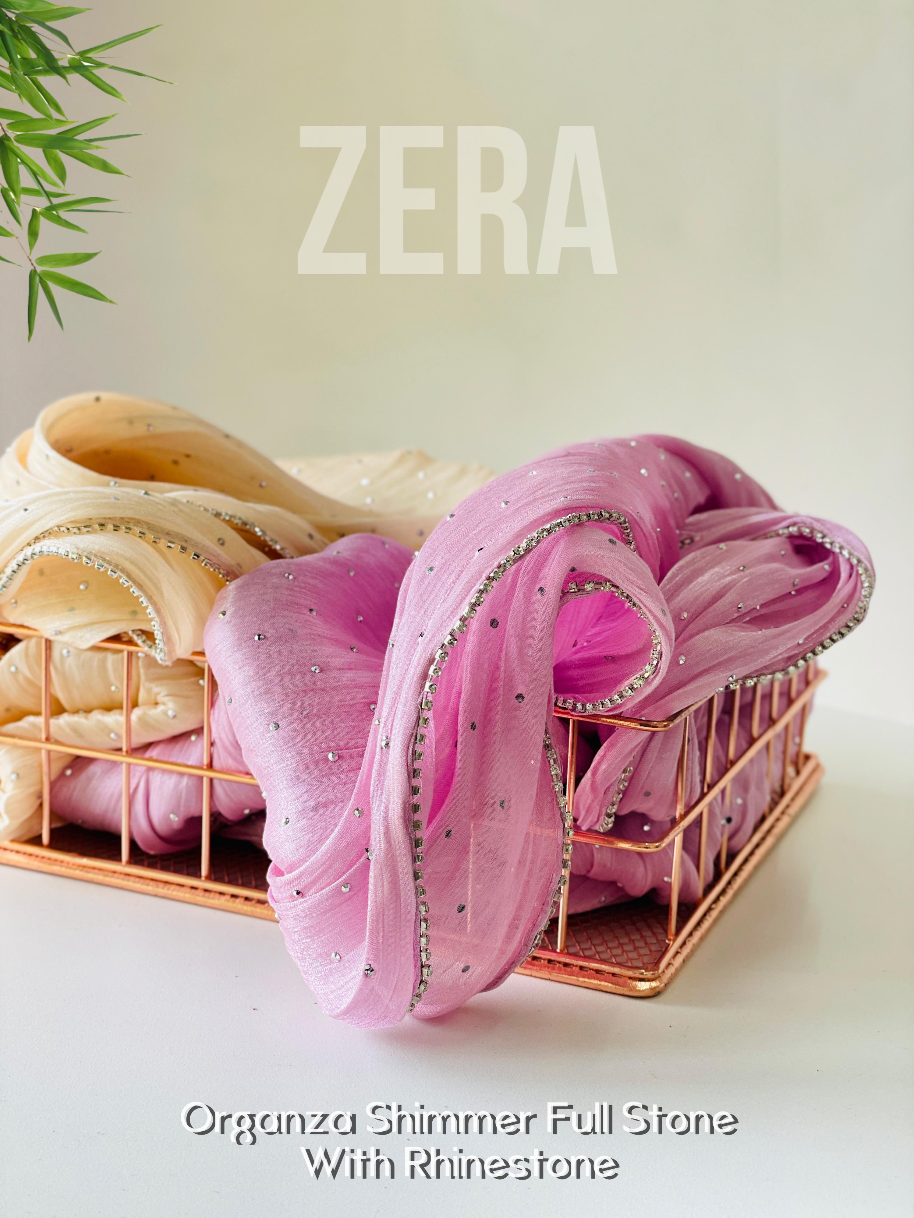 Zera Premium Organza Shimmer Hijab with Rhinestone Border