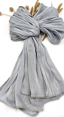 Zera Premium Organza Shimmer Hijab with Crochet Border