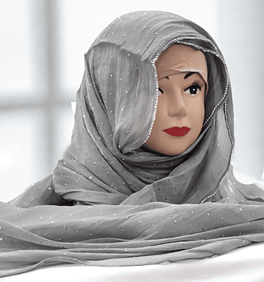 Zera Premium Organza Shimmer Hijab with Rhinestone Border