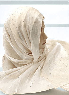 Zera Premium Organza Shimmer Hijab with Rhinestone Border