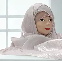 Zera Premium Organza Shimmer Hijab with Rhinestone Border