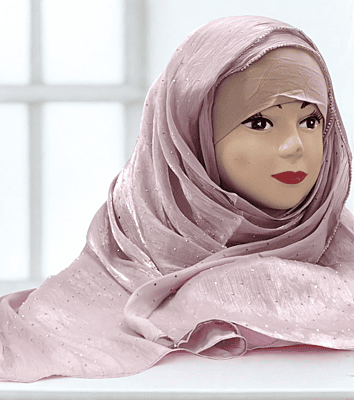 Zera Premium Organza Shimmer Hijab with Rhinestone Border