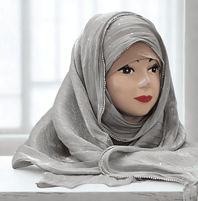 Zera Premium Organza Shimmer Hijab with Rhinestone Border