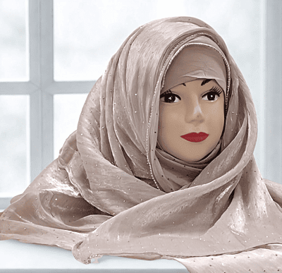 Zera Premium Organza Shimmer Hijab with Rhinestone Border