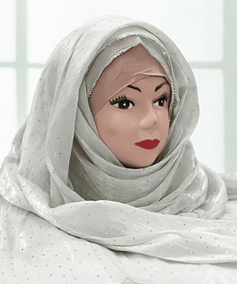 Zera Premium Organza Shimmer Hijab with Rhinestone Border