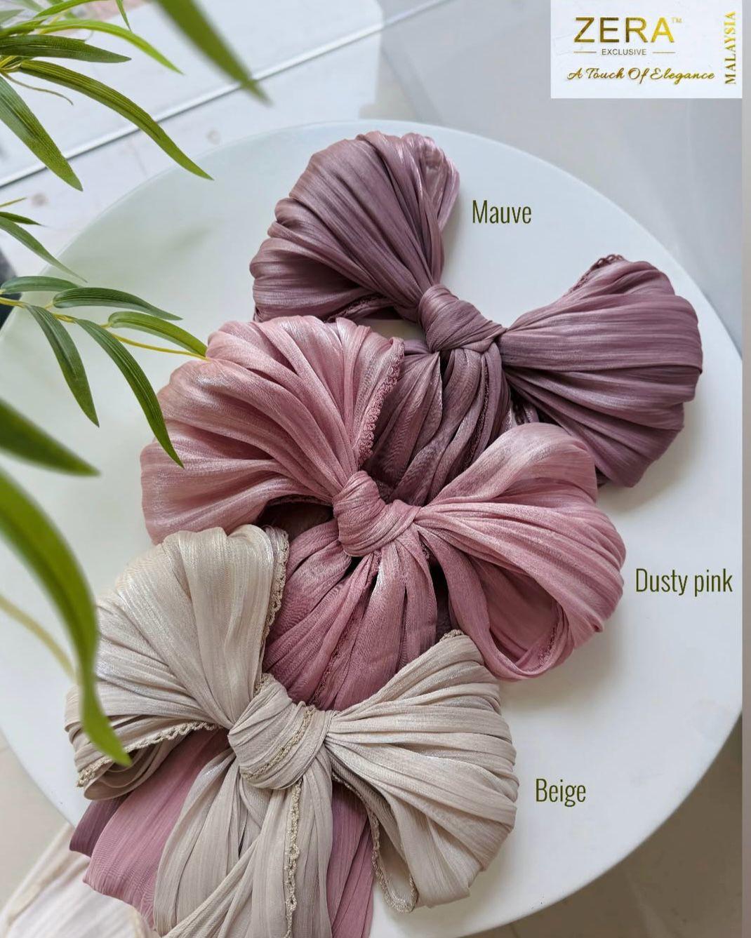 Zera Premium Organza Shimmer Hijab with Crochet Border