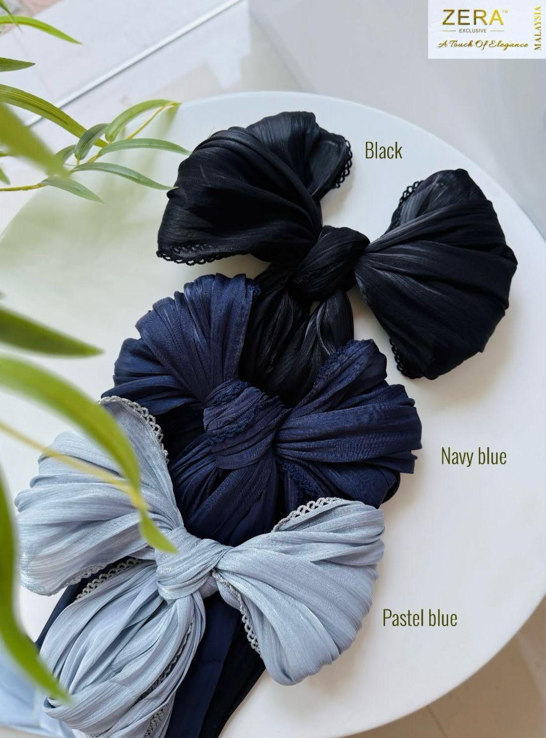 Zera Premium Organza Shimmer Hijab with Crochet Border