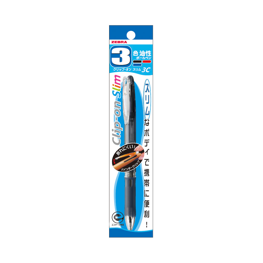 Zebra Clip-on Slim 3C Ballpoint Pen Black
