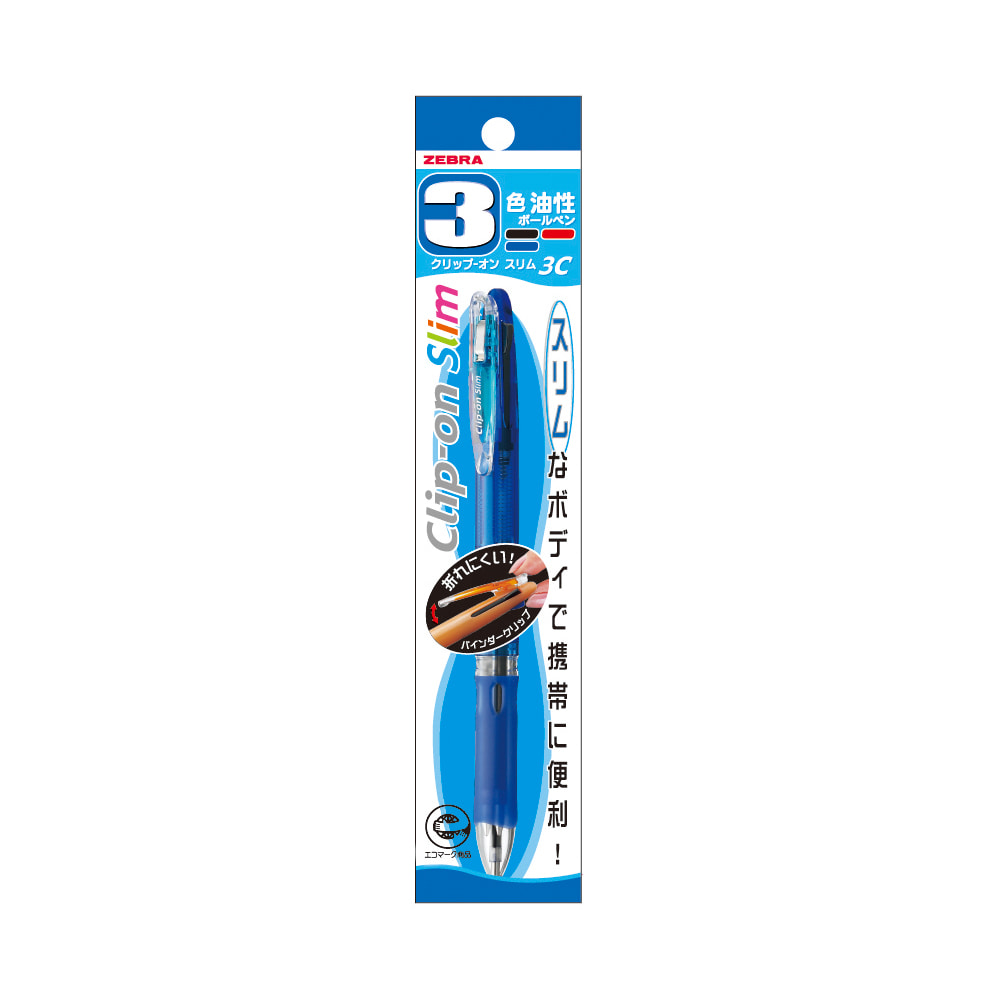Zebra Clip-on Slim 3C Ballpoint Pen Blue