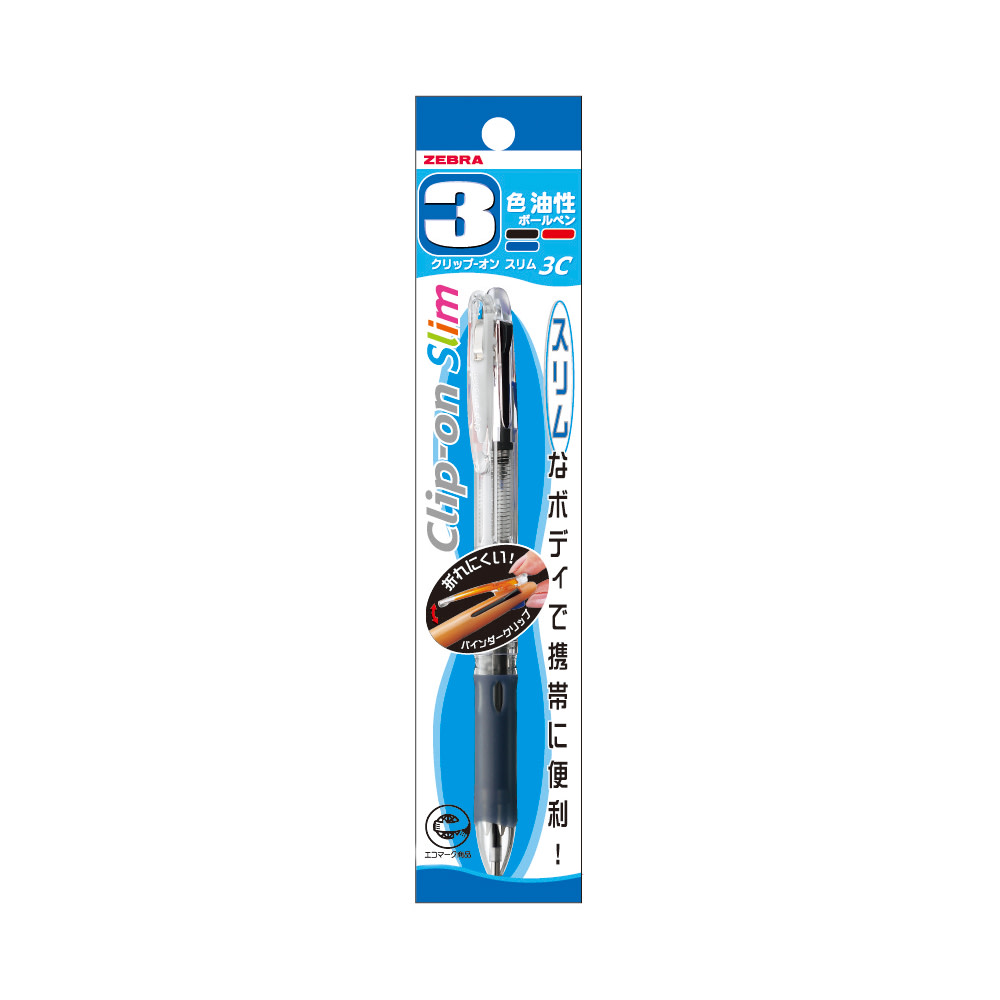 Zebra Clip-on Slim 3C Ballpoint Pen Clear