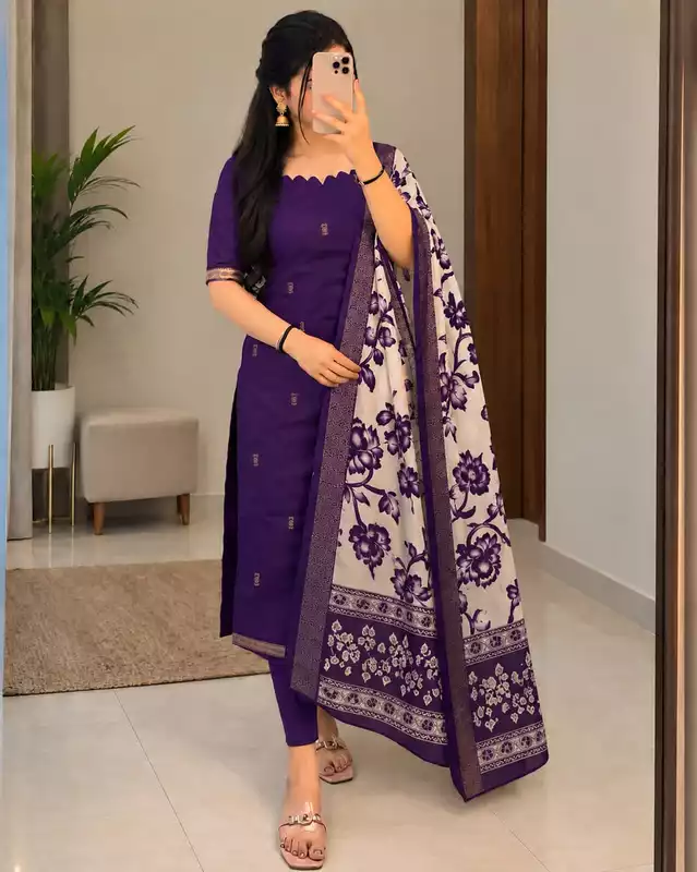 Nandini Mangalagiri Silk Cotton Top and Kalamkari Dupatta