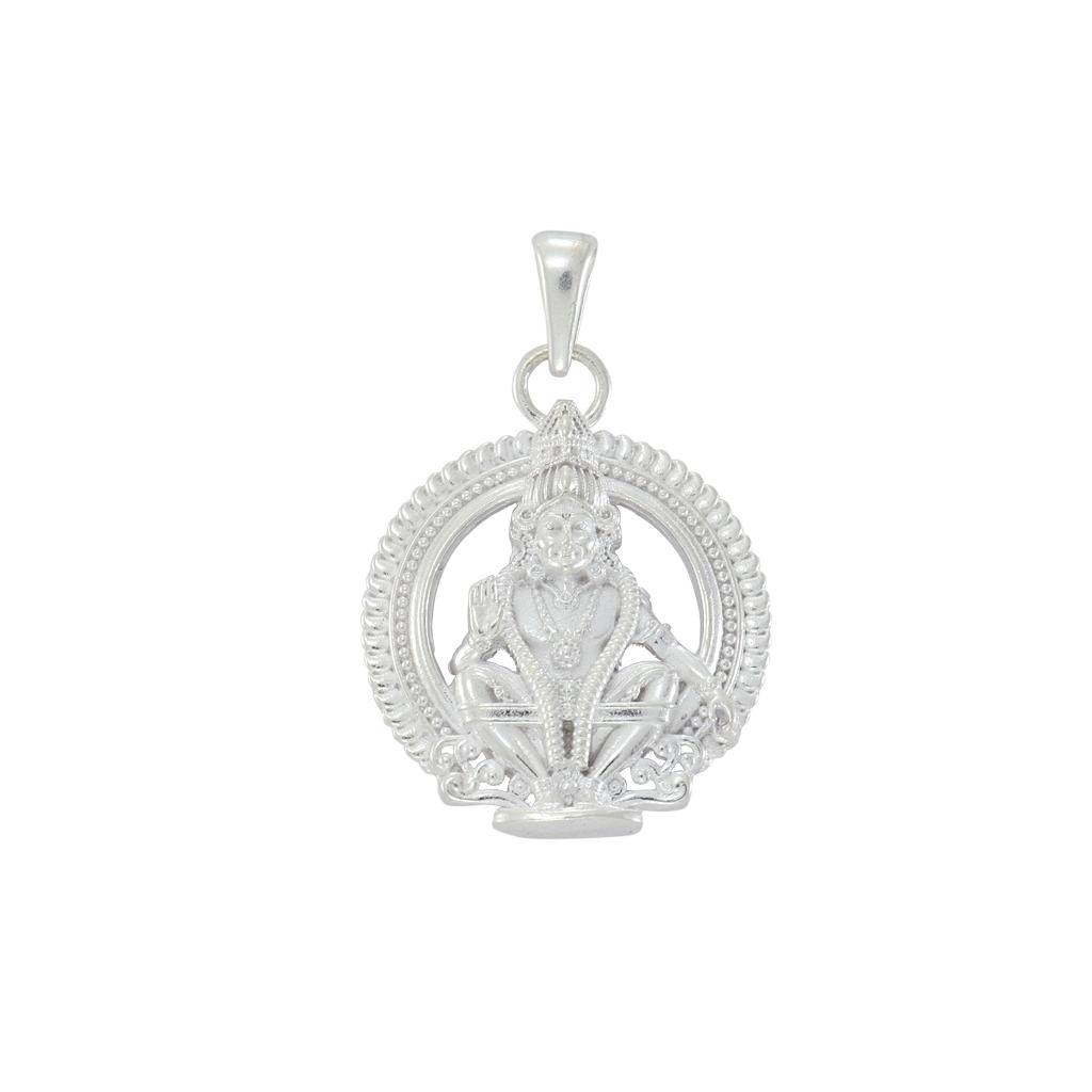 SRIMATHI JEWELLERS 925 silver ayyappan pendant 925 Silver Caped Rudraksha Mala 8mm,54 Beads, 30 Inchs
