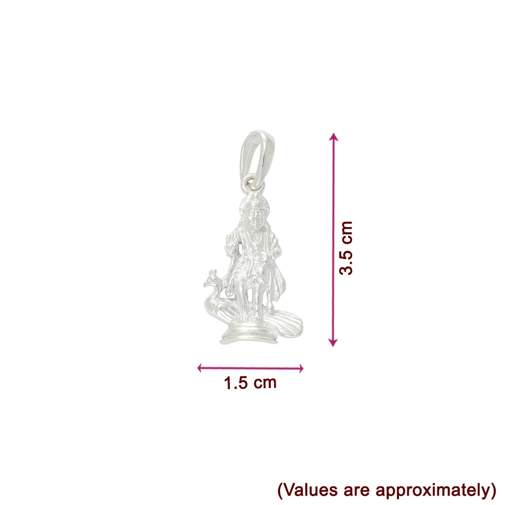 SRIMATHI JEWELLERS 925 Silver Lord Murugan-Karttikeya Pendant