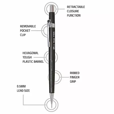 PENTEL P205 M.PENCIL - 0.5MM BLACK