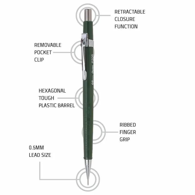 PENTEL P205 M.PENCIL - 0.5MM GREEN PENTEL P205 M.PENCIL - 0.5MM GREEN