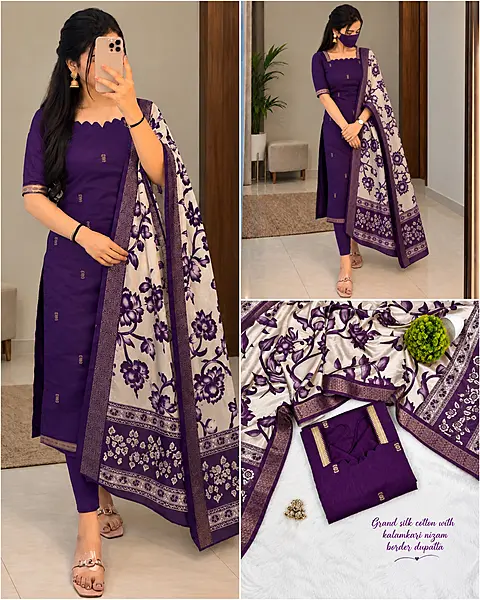 Nandini Mangalagiri Silk Cotton Top and Kalamkari Dupatta