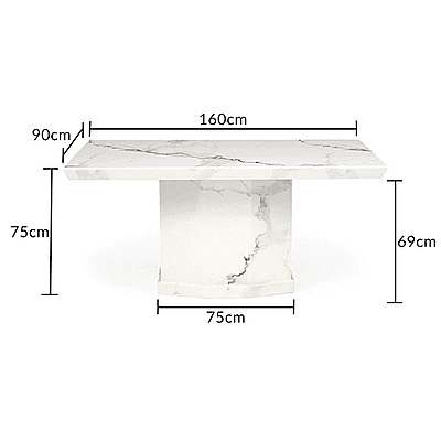 Six Seater Marble Top Dining Set with Fabric Chairs - Luxury and Comfort for Your Dining Room