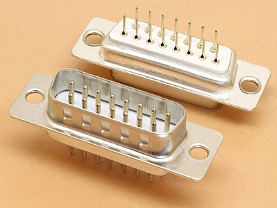DB15 Male PCB Mount Straight Gold plated pins