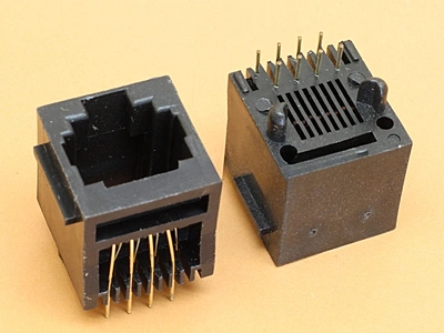 RJ45 8P8C Socket Top Entry Black PCB Mount for Network Ethernet
