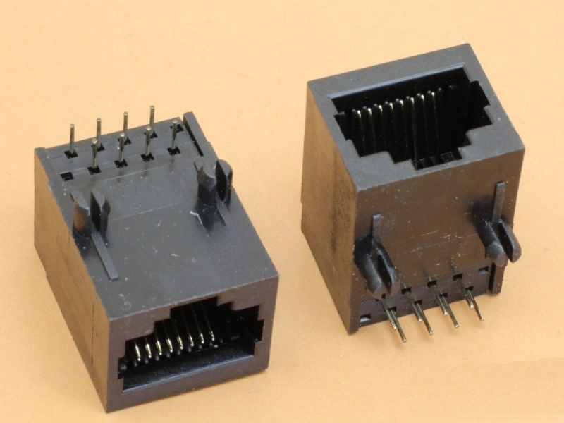 RJ45 8P8C Socket Side Entry Black PCB Mount for Network Ethernet