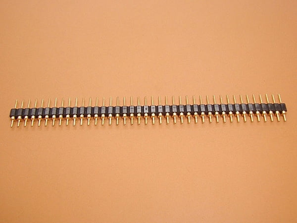 2.54mm 40x1 Male Header Strip, Machine Round Pins