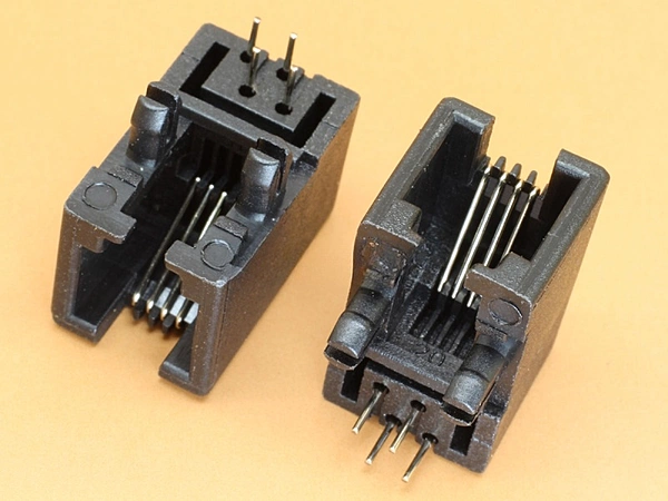 RJ10 RJ9 4P4C Right Angle Black Socket for Telephone Headset