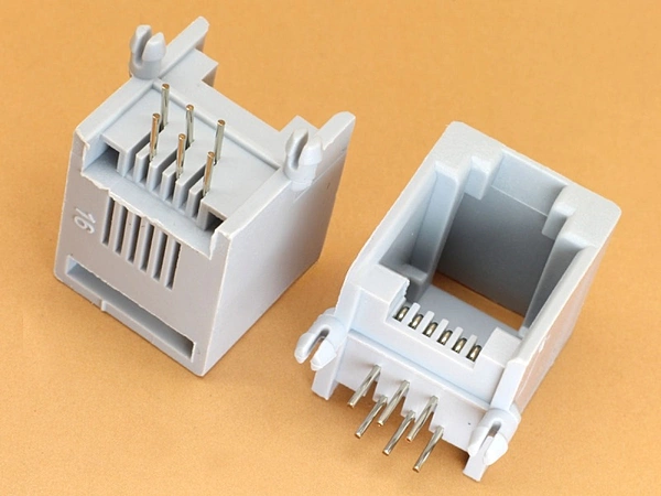 RJ11 RJ12 6P6C Right Angle Gray Telephone Socket for Landline