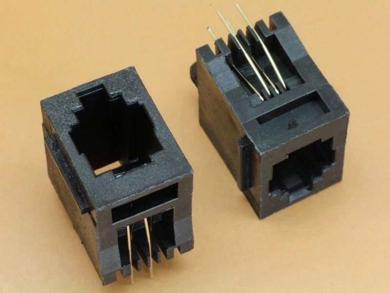 RJ10 RJ9 4P4C Straight Black Socket for Telephone Headset
