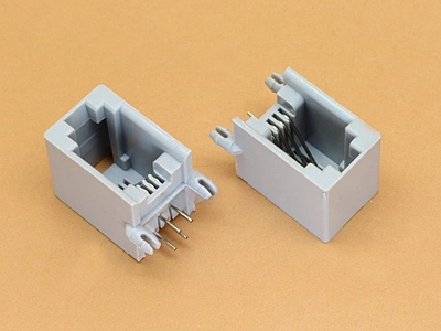 RJ10 RJ9 4P4C Right Angle Gray Socket for Telephone Headset