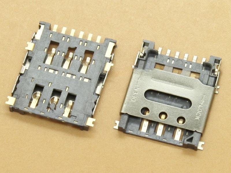 Nano SIM Card Holder - 6 pin - Flip Open - Metal Hinge